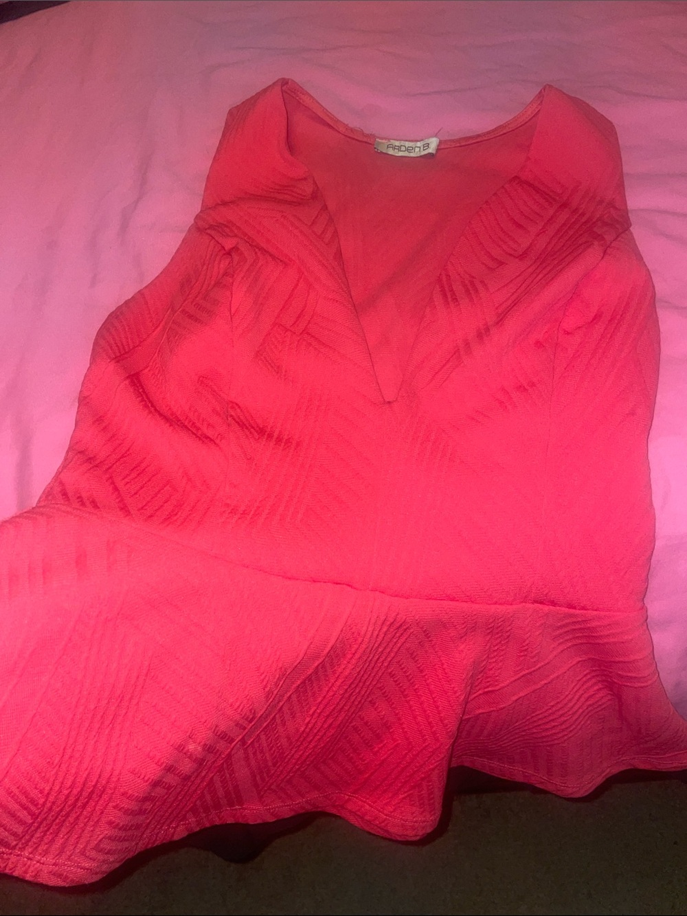 Coral Arden B  Peplum V-Neck Sleeveless Top - Picture 3 of 4